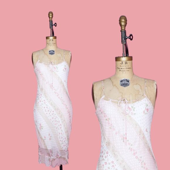 Y2K. CHARLOTTE RUSSE. Floral Print SLIP Dress W/Adjustable Neckline. M-L. AS IS
